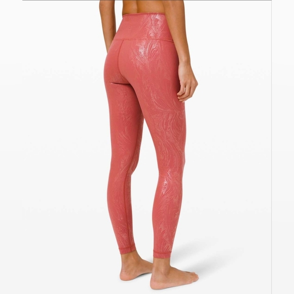 Lululemon Wunder Under High-Rise Tight 28" Shine Cranberry Pink Foil NWOT Size 4 - Picture 1 of 9
